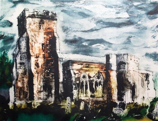 John Piper (1903-1992) Ivychurch, Romney Marsh 21.5 x 29.75in.